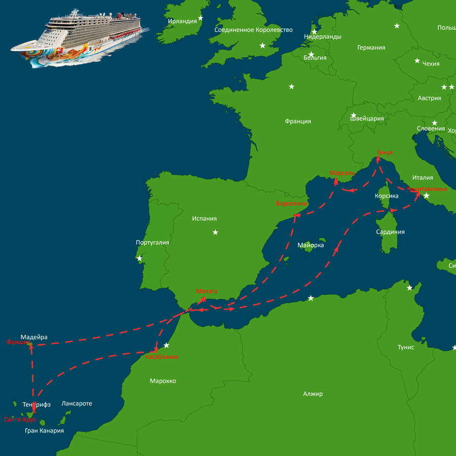 Круиз Средиземноморье плюс Канары